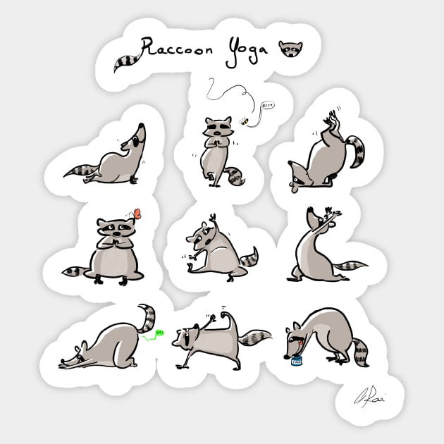 Raccoon Yoga Sticker by RedFoxBoutique